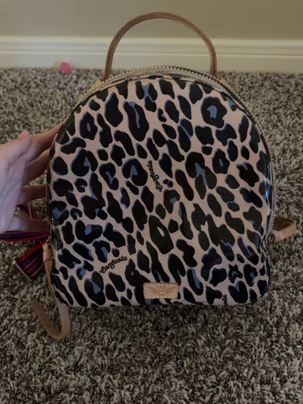 Consuela Pink and Black Leopard Mini Backpack